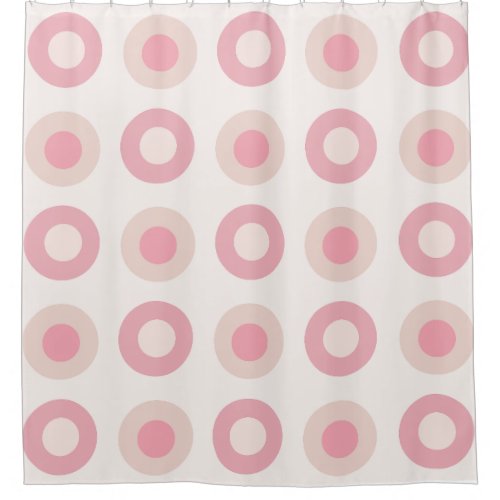Retro MidCentury Dots Pink Vanilla Shower Curtain