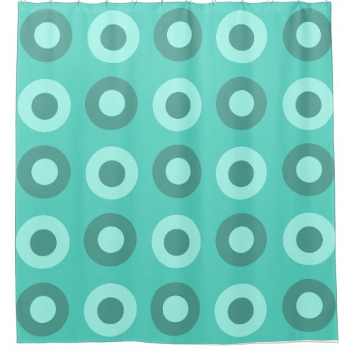 Retro MidCentury Dots Turquoise Shower Curtain
