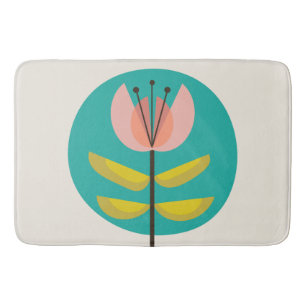 Retro Midcentury Flower Bath Mat