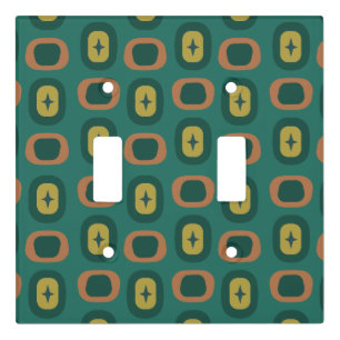 Retro Midcentury Geometric Shapes Teal Light Switch Cover