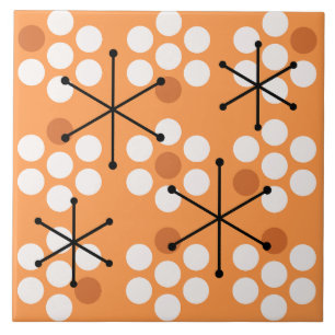 Retro Midcentury MCM Dots Orange Ceramic Tile