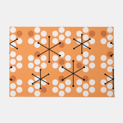 Retro Midcentury MCM Dots Orange Doormat