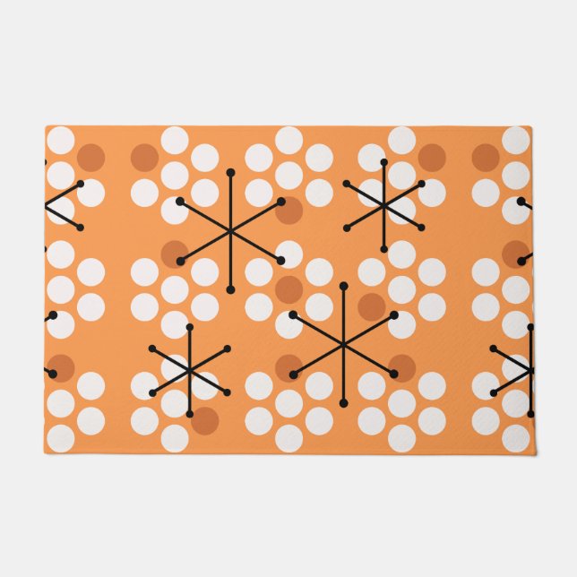 Retro Midcentury MCM Dots Orange Doormat (Front)