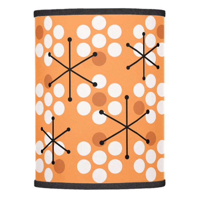 Retro Midcentury MCM Dots Orange Lamp Shade (Front)