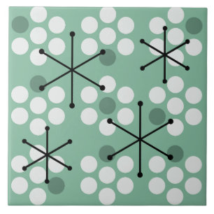 Retro Midcentury MCM Dots Sage Green Ceramic Tile