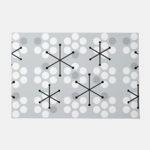 Retro Midcentury MCM Dots Silver Doormat