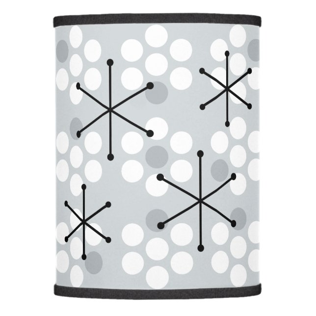 Retro Midcentury MCM Dots Silver Lamp Shade (Front)