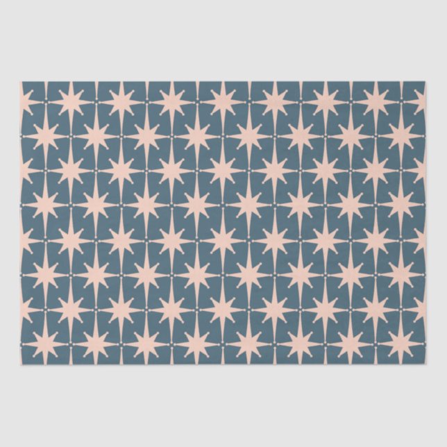 Retro Midcentury Modern 50s Starburst Pattern Teal Tissue Paper (Front)