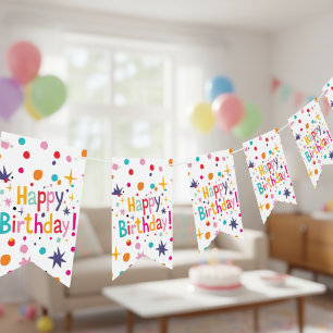 Retro Midcentury Modern Birthday Bunting Flags