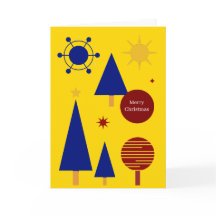 Retro Midcentury Modern Christmas Card with Trees