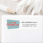 Retro Midcentury Modern Christmas Return Address Label<br><div class="desc">Send festive cheer with a touch of retro charm! This mid century modern Christmas return address label features vintage-inspired typography in red and muted teal.</div>