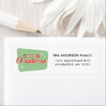 Retro Midcentury Modern Christmas Return Address Label<br><div class="desc">Send festive cheer with a touch of retro charm! This mid century modern Christmas return address label features vintage-inspired typography in red and light green.</div>