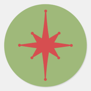 Retro Midcentury Modern Christmas Starburst  Classic Round Sticker