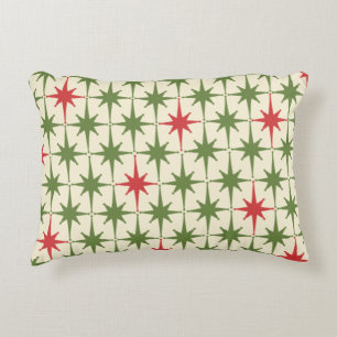Retro Midcentury Modern Christmas Starbursts Accent Pillow