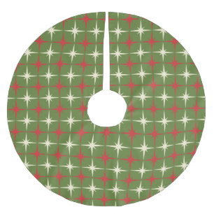 Retro Midcentury Modern Christmas Starbursts Brushed Polyester Tree Skirt
