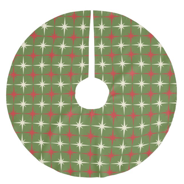 Retro Midcentury Modern Christmas Starbursts Brushed Polyester Tree Skirt (Front)
