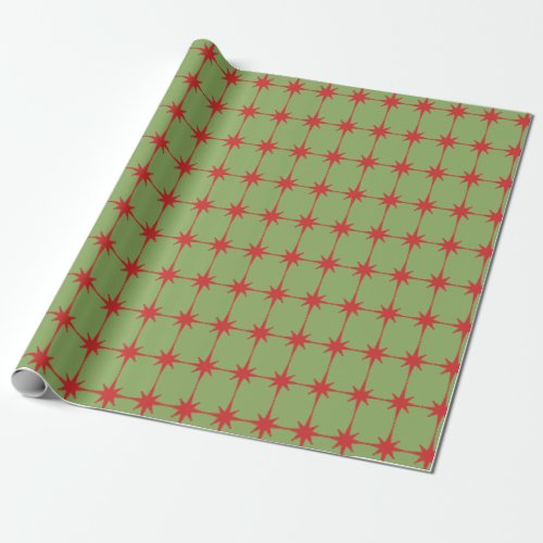 Retro Midcentury Modern Christmas Starbursts Wrapping Paper