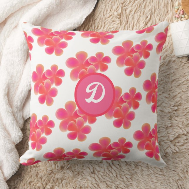 retro midcentury modern cute floral pattern throw pillow (Blanket)