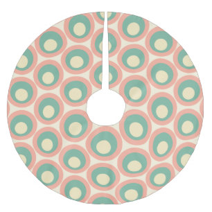 Retro Midcentury Modern Dots Cream Mint Teal Blush Brushed Polyester Tree Skirt