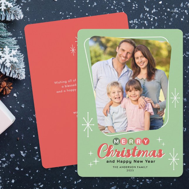 Retro Midcentury Modern Message Photo Christmas Holiday Card (Creator Uploaded)