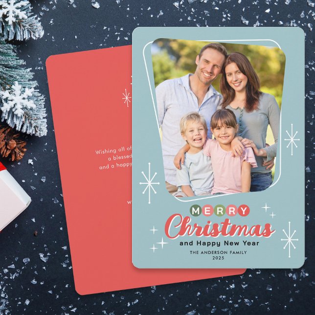 Retro Midcentury Modern Message Photo Christmas Holiday Card (Creator Uploaded)