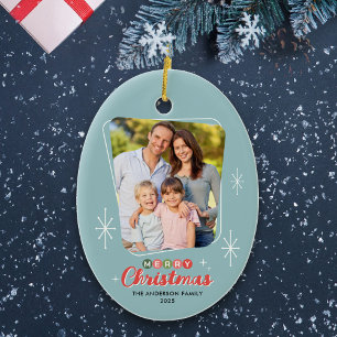 Retro Midcentury Modern Photo Christmas Ceramic Ornament