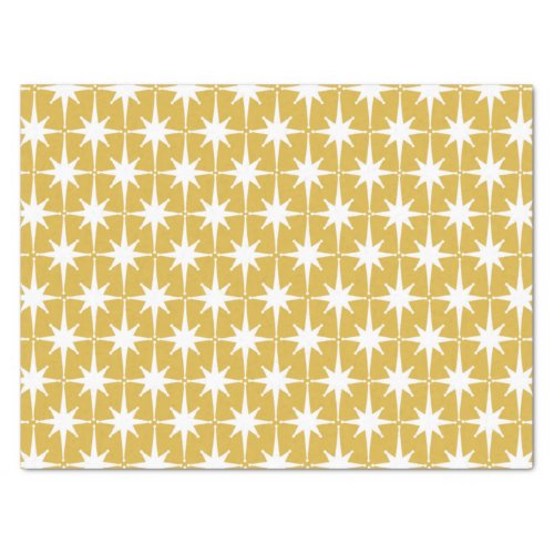 Retro Midcentury Modern Starbursts Mustard White Tissue Paper