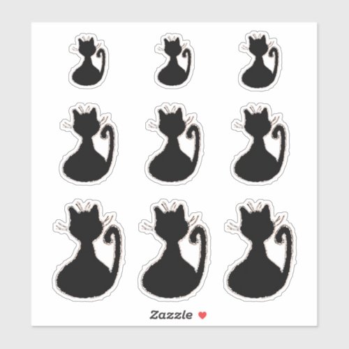 Retro Midcentury Modern Style Black Cat Silhouette Sticker