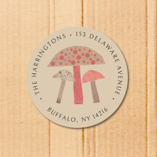 Retro Midcentury Mushroom Return Address Label