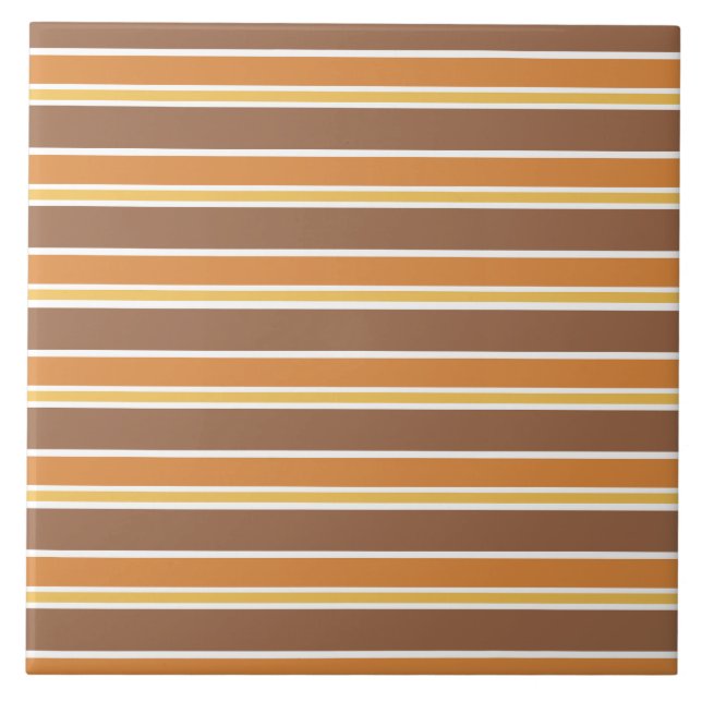 Retro Midcentury Stripes Multicolored Ceramic Tile (Front)
