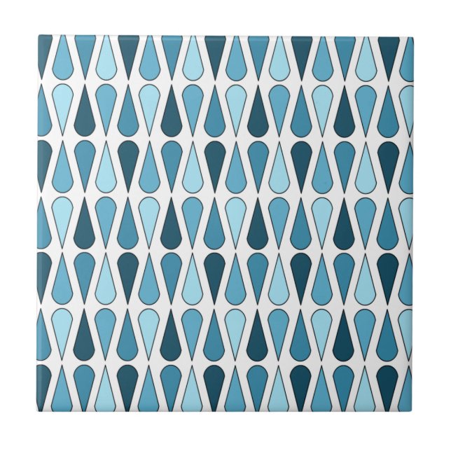 Retro Midcentury Teardrops Baby Blue Ceramic Tile (Front)