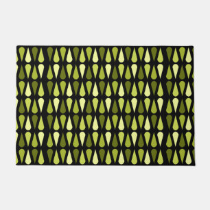 Retro Midcentury Teardrops Black Chartreuse Doormat