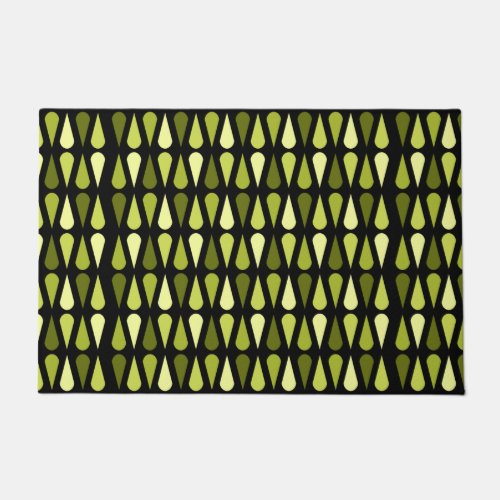 Retro Midcentury Teardrops Black Chartreuse Doormat