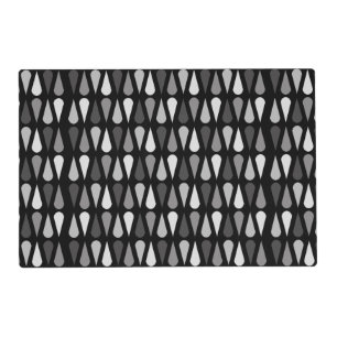 Retro Midcentury Teardrops Black Placemat