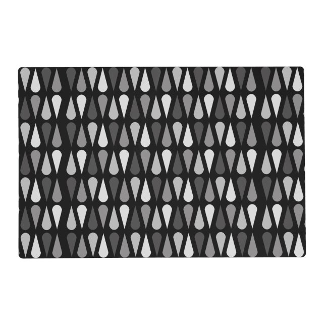 Retro Midcentury Teardrops Black Placemat (Front)