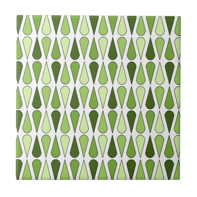 Retro Midcentury Teardrops Chartreuse Ceramic Tile (Front)
