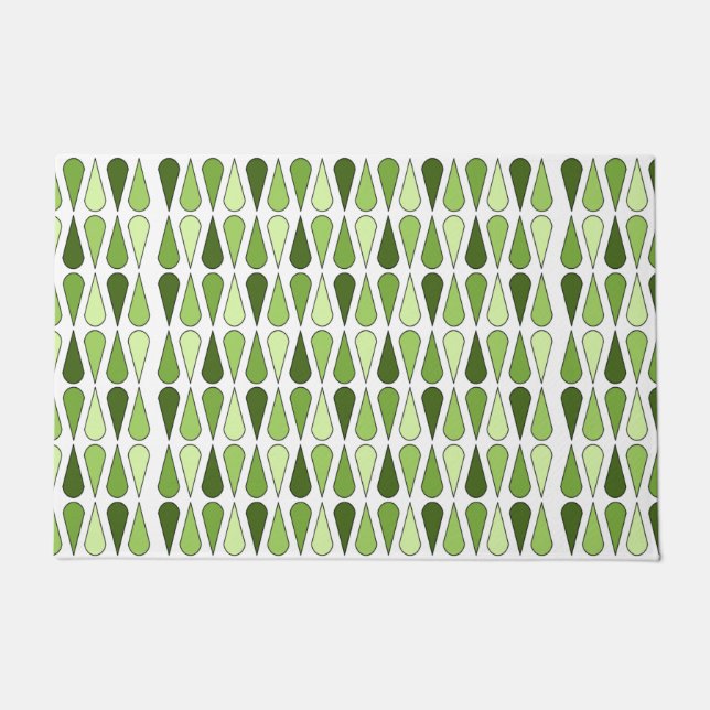 Retro Midcentury Teardrops Chartreuse Doormat (Front)