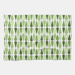 Retro Midcentury Teardrops Chartreuse Kitchen Towel