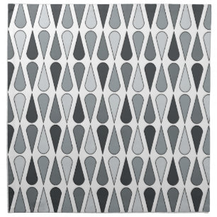 Retro Midcentury Teardrops Gray Cloth Napkin