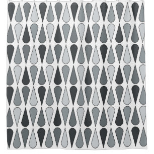 Retro Midcentury Teardrops Gray Shower Curtain