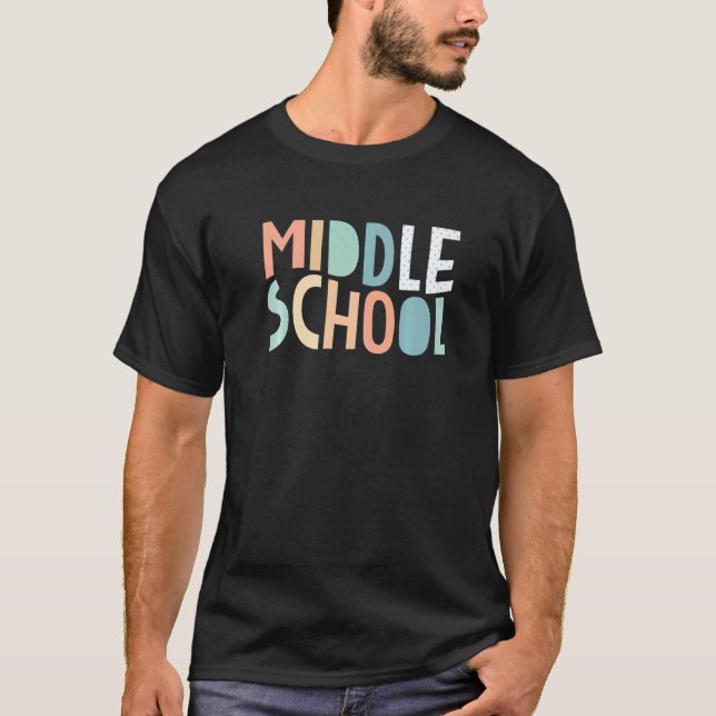 Retro Middle School Back To School Kids Teacher T-Shirt (Front)