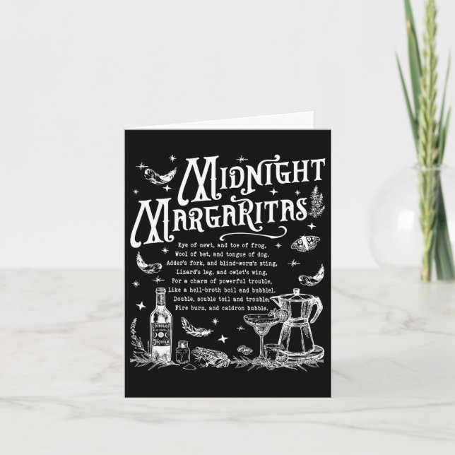 Retro Midnight Margaritas Funny Halloween Magical  Card (Front)