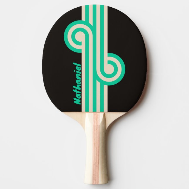 Retro Midnight Mint Loop with Name Ping Pong Paddle (Front)