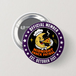 Retro Midnight Snack Patrol Halloween Badge Button
