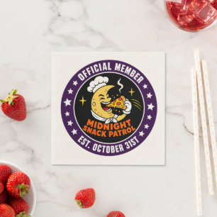 Retro Midnight Snack Patrol Halloween Badge Napkins