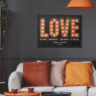 Retro Milestone 50th Anniversary Personalized Love Poster