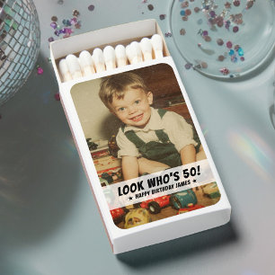 Retro Milestone Birthday Party Favor Photo Matchboxes