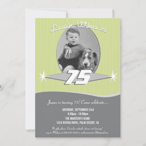 Retro Milestone Birthday Party Photo Invitation