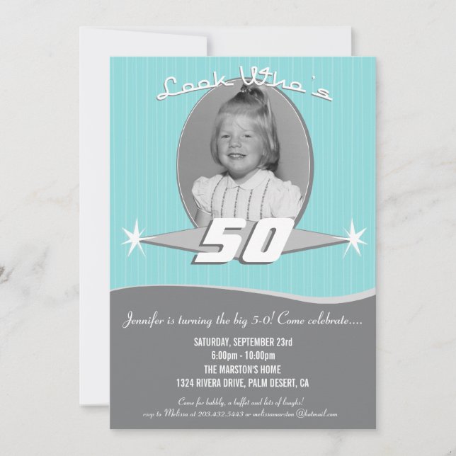 Retro Milestone Birthday Party Photo Invitation (Front)