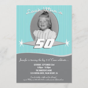 Retro Milestone Birthday Party Photo Invitation